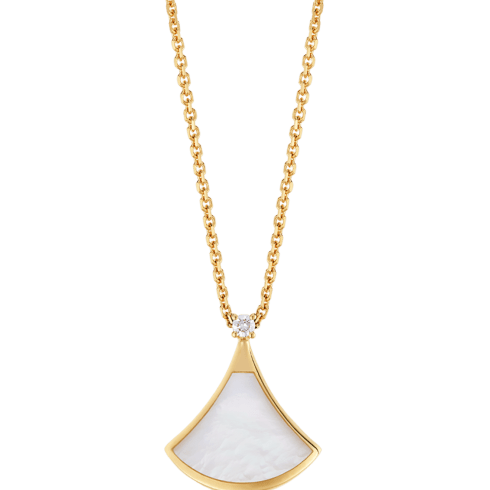 Yellow gold Divas' Dream Necklace with 0.03 ct Diamonds, Mother of