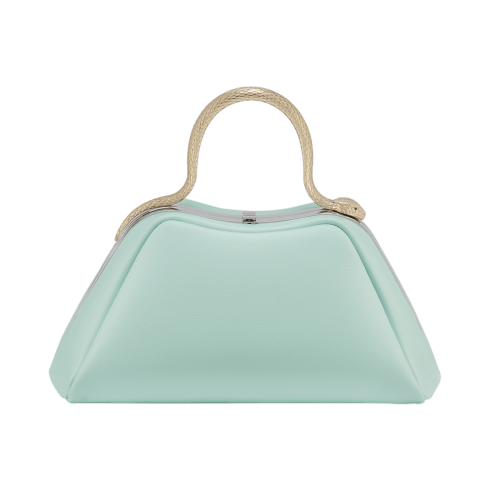 ‪ ·͜·ページ Light Blue Calf leather Serpentine Mini Top Handle Bag 293738