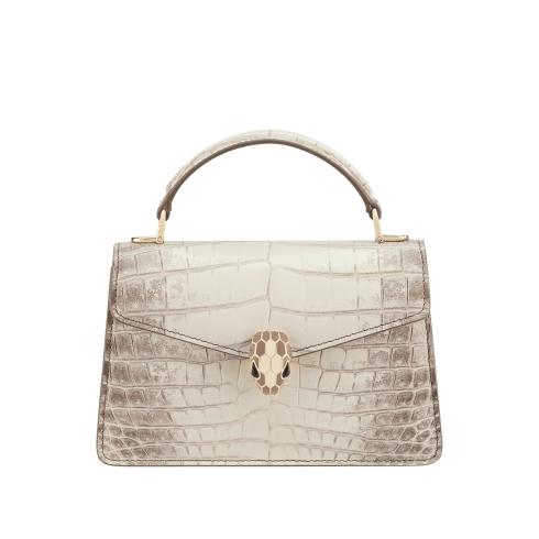 White Crocodile leather Serpenti Forever Mini Top Handle Bag