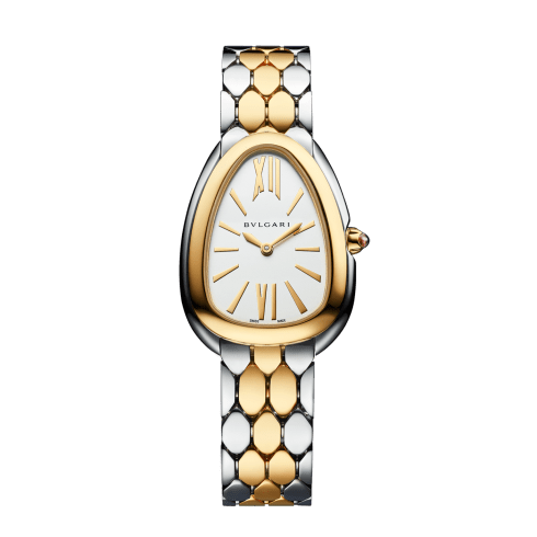 Yellow gold and steel Serpenti Seduttori Watch White with