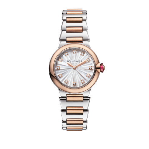 Rose gold and steel Lvcea Watch White with Diamonds 103878 | Bvlgari