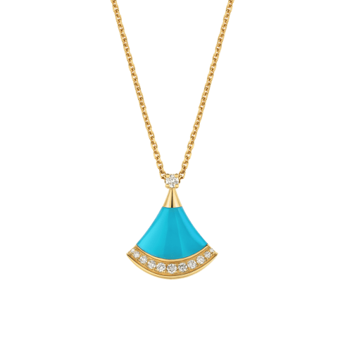 BVLGARI vintage90〜00s ペンダントトップ Yellow gold Divas' Dream Necklace with 0.13 ct Diamonds, Turquoise