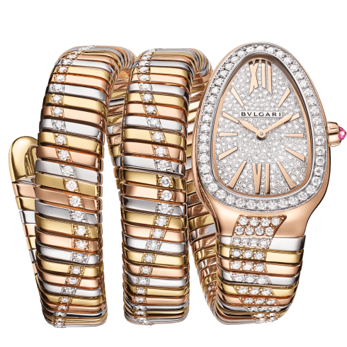 Rose gold, White gold, Yellow gold Serpenti Tubogas Watch with