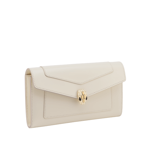 White Calf leather Serpenti Forever Large Wallet 294615 | Bvlgari