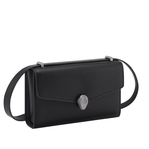 Black Calf leather Serpenti Forever Phone Case 294663 | Bvlgari