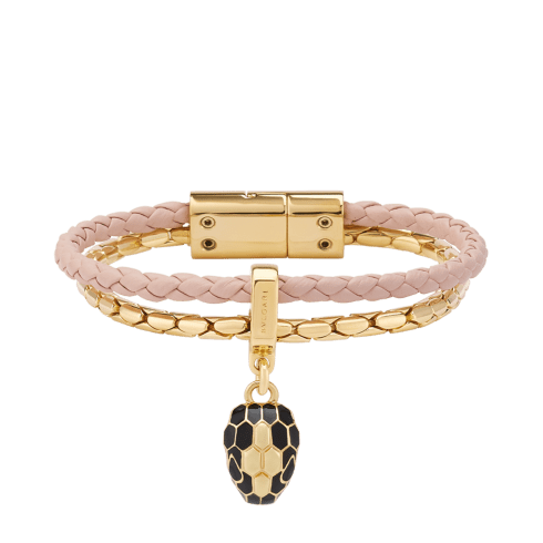Pink Metal, Calf leather Serpenti Forever Leather Bracelet SERP