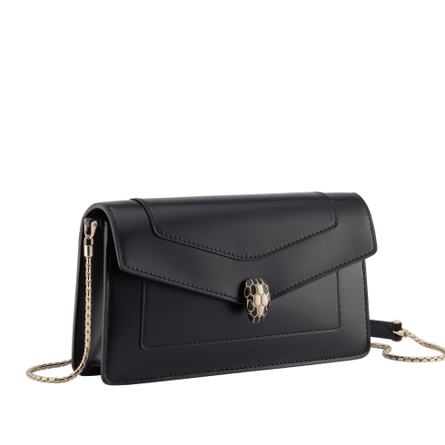Black Calf leather Serpenti Forever Chain Pochette 294649 | Bvlgari