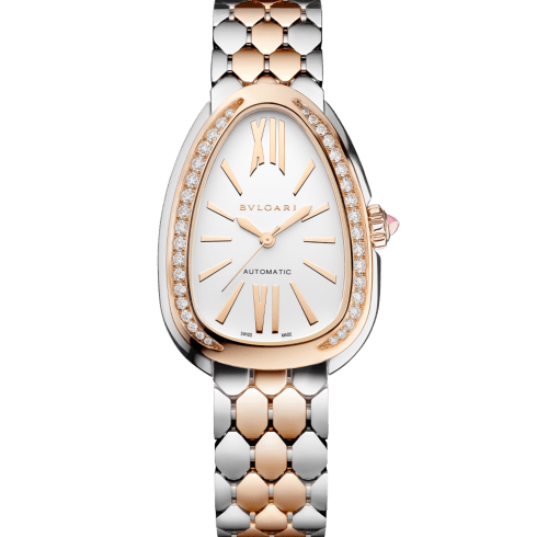 Rose gold and steel Serpenti Seduttori Watch with Diamonds 104058
