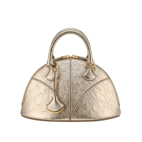 Light Gold Ostrich leather Marquise Small Top Handle Bag 294875