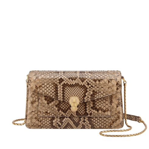 BVLGARI スネークパターンキャンドル Beige Python leather Serpenti Forever Crossbody Bag 295081 | Bvlgari
