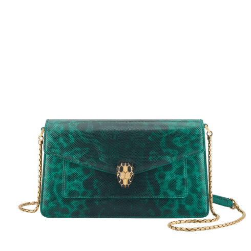 Green Karung leather Serpenti Forever Crossbody Bag 295080 | Bvlgari