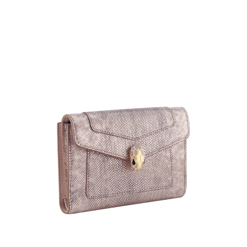 Beige Karung leather Serpenti Forever Compact Wallet 294906 | Bvlgari