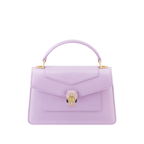 Purple Karung leather Serpenti Forever Mini Top Handle Bag 295315