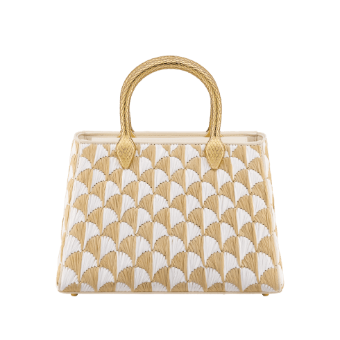 Beige Raffia Serpentine Duo Top Handle 295303 | Bvlgari
