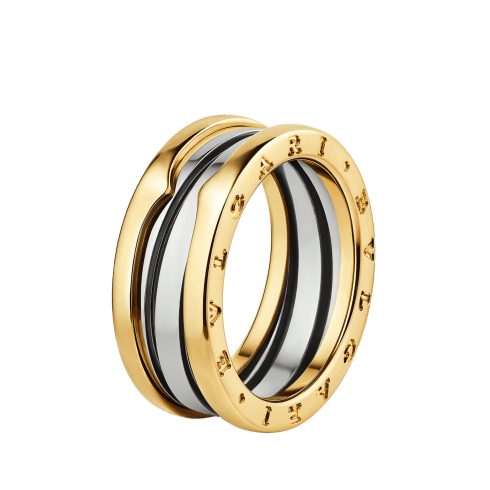 BVLGARI スピネリリング ブラック/ローズゴールド ビー・ゼロワン ゴールド＆スティール リング Yellow Gold And Steel