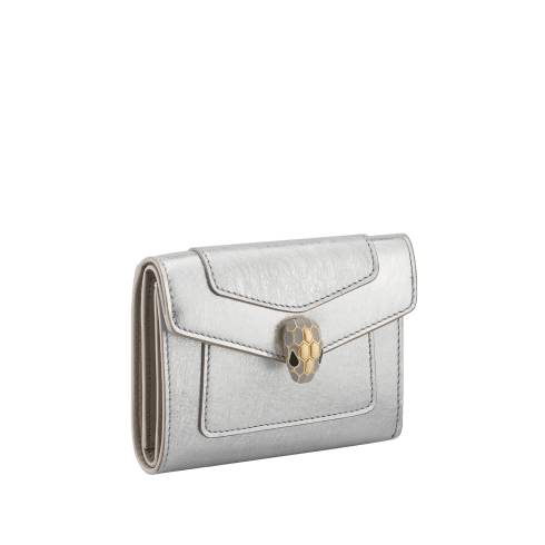 Silver Calf leather Serpenti Forever Trifold Wallet 295498 | Bvlgari