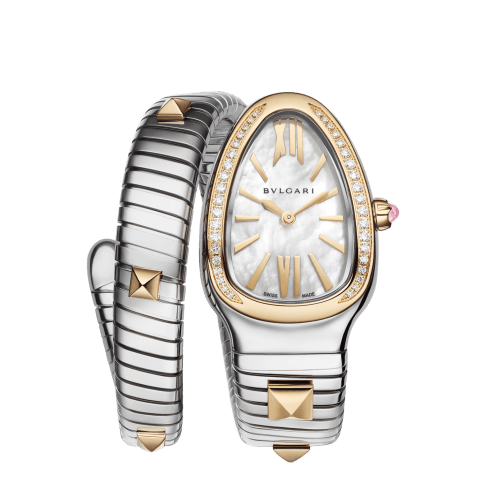 Steel and gold Serpenti Tubogas Gold & Steel Watch White with