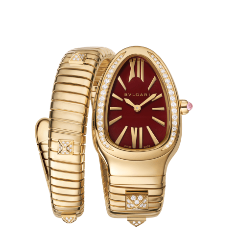 Yellow gold Serpenti Tubogas Watch Red with Carnelian 104302 | Bvlgari