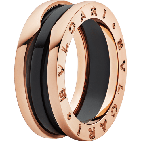Rose gold, Ceramic B.zero1 Ring AN855962 | Bvlgari