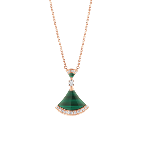 Rose gold Divas' Dream Necklace with 0.28 ct Diamonds, Malachite