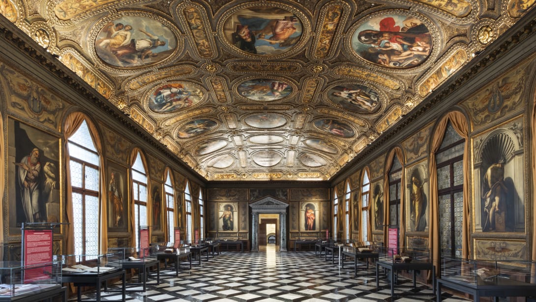 Interior of the Biblioteca Nazionale Marciana, Salone Sansovino, Venice.