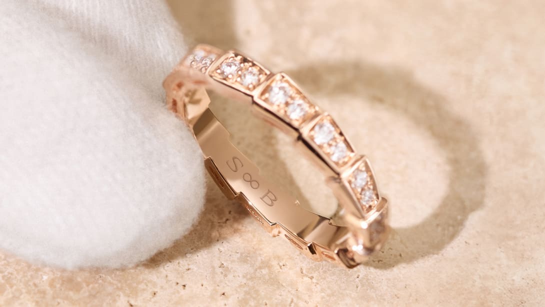 serpenti viper ring with engraving letters