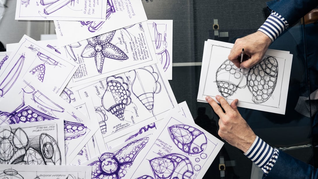 Close up on several sketches