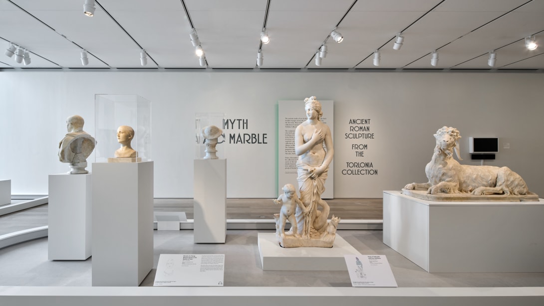 Ancient sculptures from the Torlonia Collection exhibited at the Art Institute of Chicago.