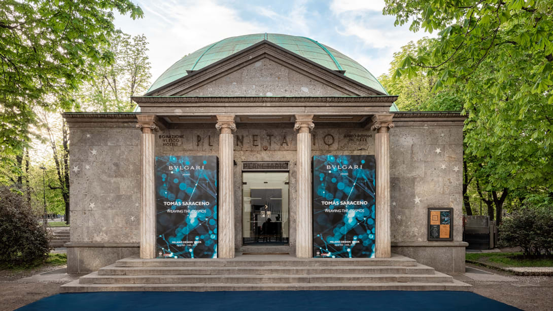 Facade of the Planetarium Ulrico Hoepli in Milan, part of Bulgari's patronage initiatives.