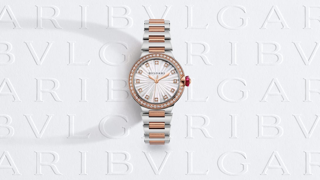 Lvcea watch in 18 kt rose gold and stainless steel with automatic movement.