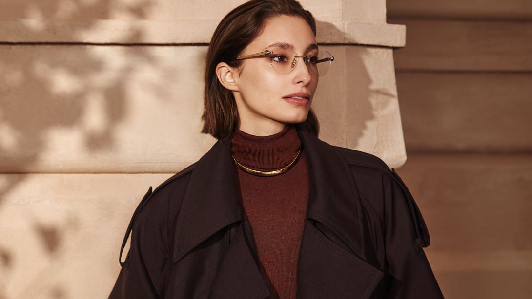 B.zero1 women's sunglasses in black acetate with jewellery-inspired embellishment on the sides.