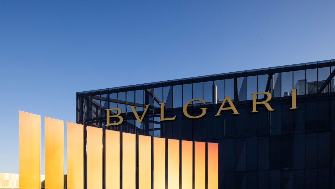 Complete view from outside of the jewellery production site Bvlgari Manifattura in Valenza.