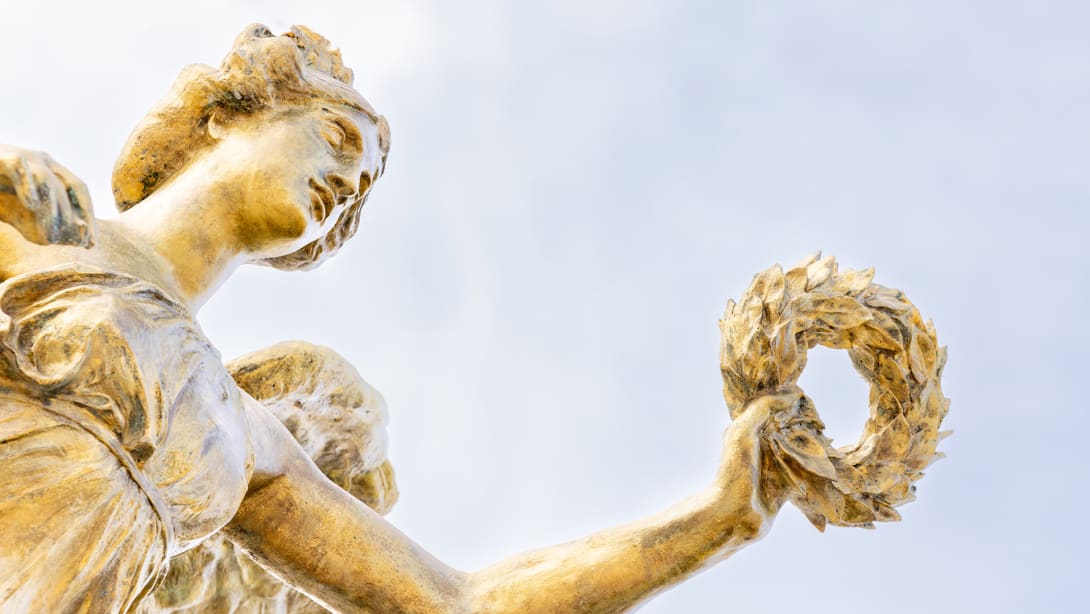 Detail of one of the sculptures from Rome's Vittoriano complex, restored with the support of Bvlgari.