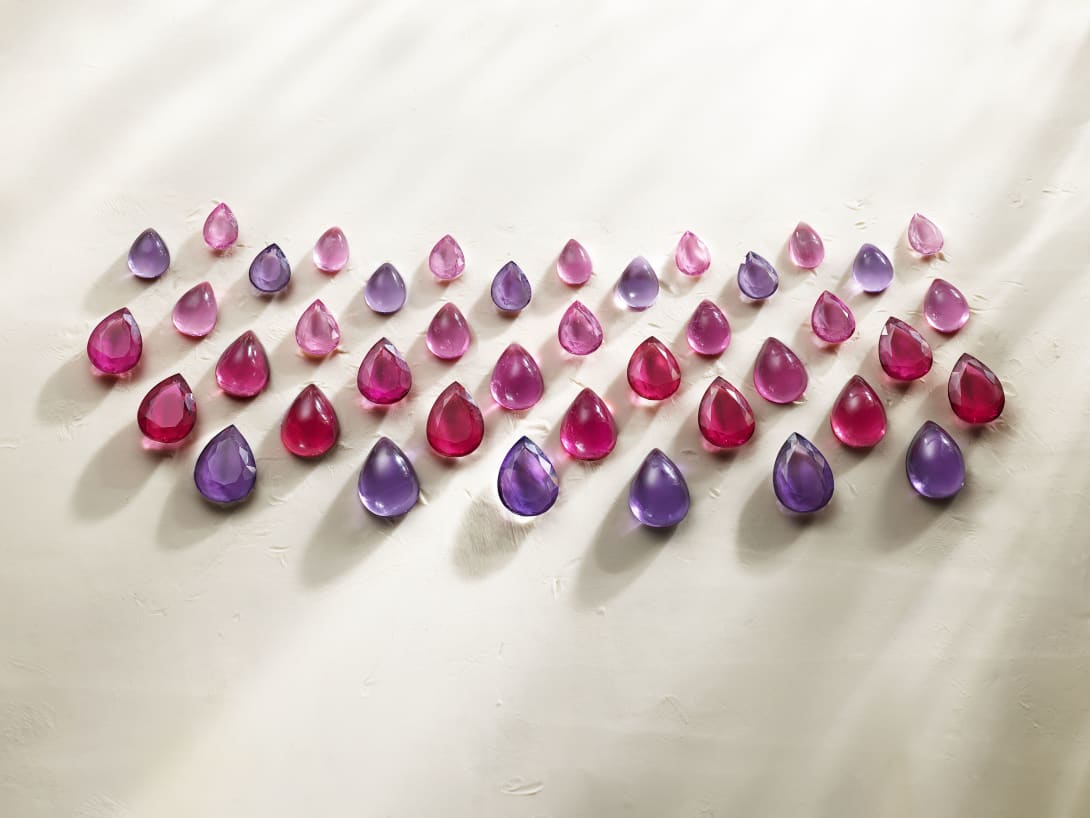 Rainbow Flow Necklace with rubellite, tanzanite, pink tourmaline and amethyste, Polychroma High Jewellery collection.