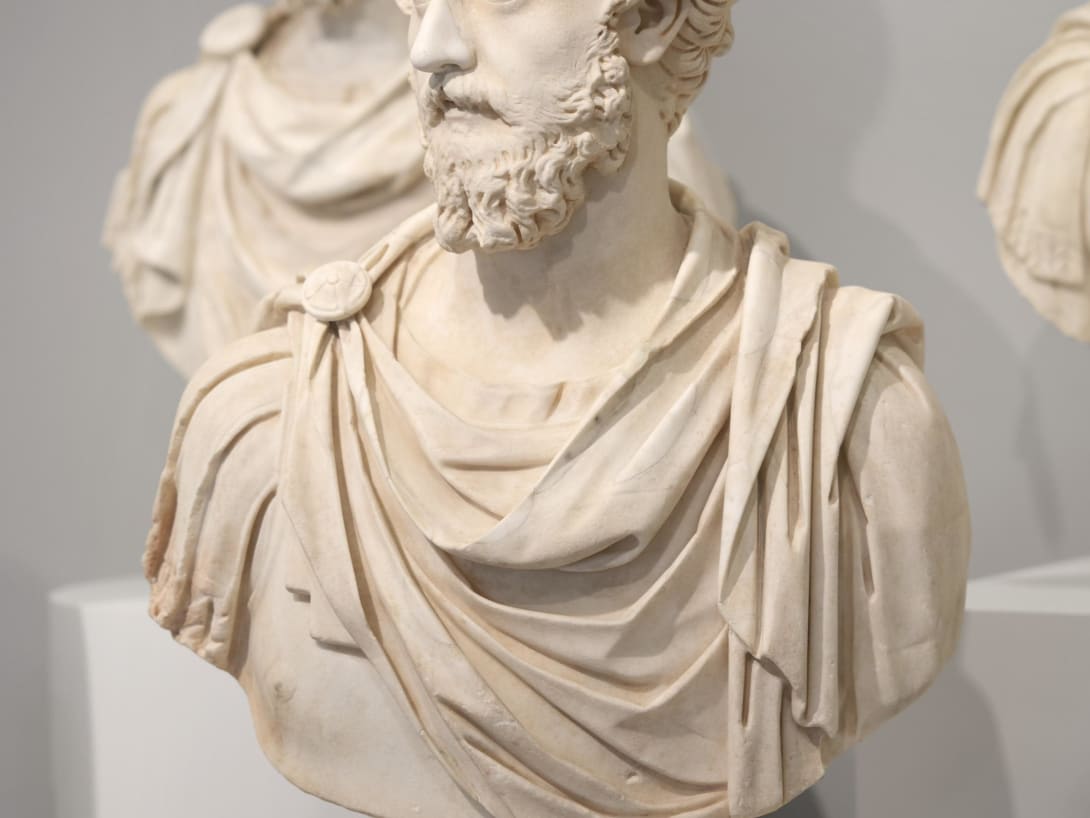 Bust of a man, part of the Torlonia Collection, on display at the Myth and Marble exhibition.