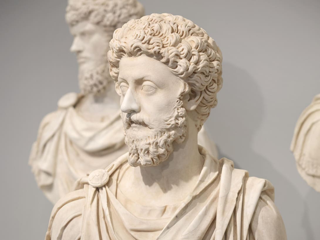 Bust of a man, part of the Torlonia Collection, on display at the Myth and Marble exhibition.