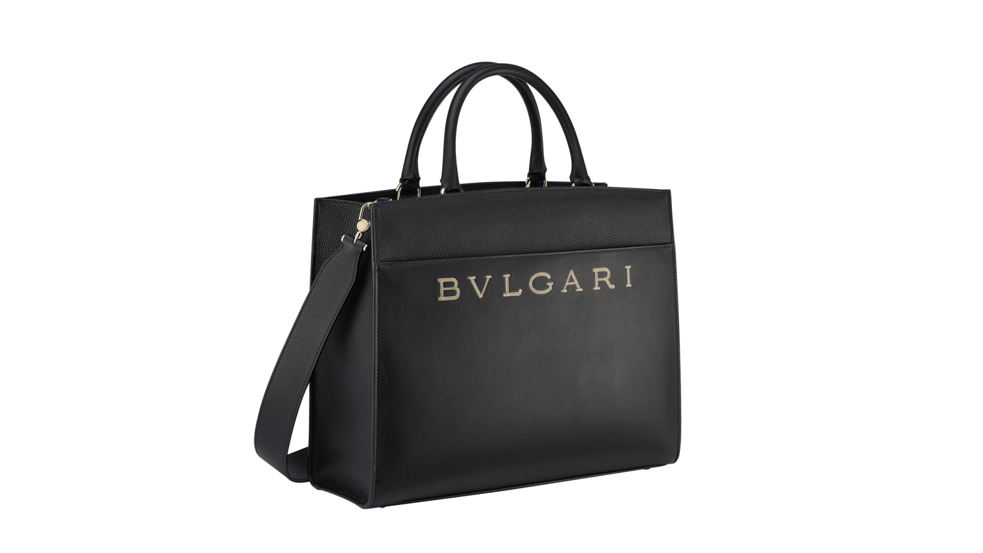 美品 BVLGARI ブルガリ メタル 黒 ターンロック みにつけ レザー 