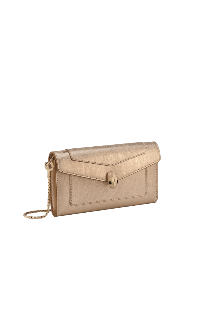 【BVLGARI】 Serpenti Forever Portafoglio Con Catena White Calf leather Serpenti Forever Chain Wallet 291270
