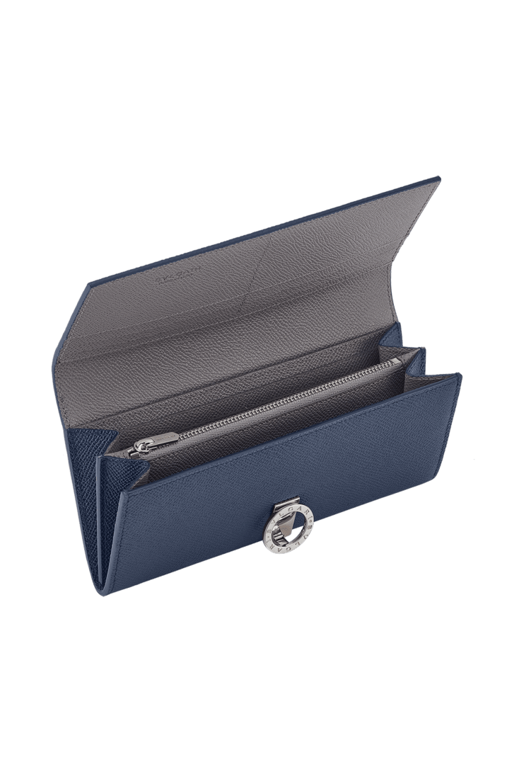 ブルー カーフレザー ブルガリ クリップ ラージウォレット 294535