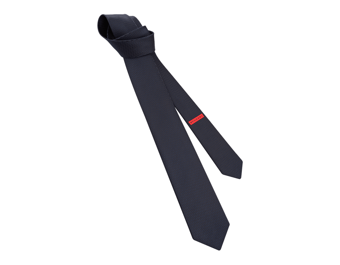 Blue Silk Pictorial Seven Fold Tie 246151 | Bvlgari