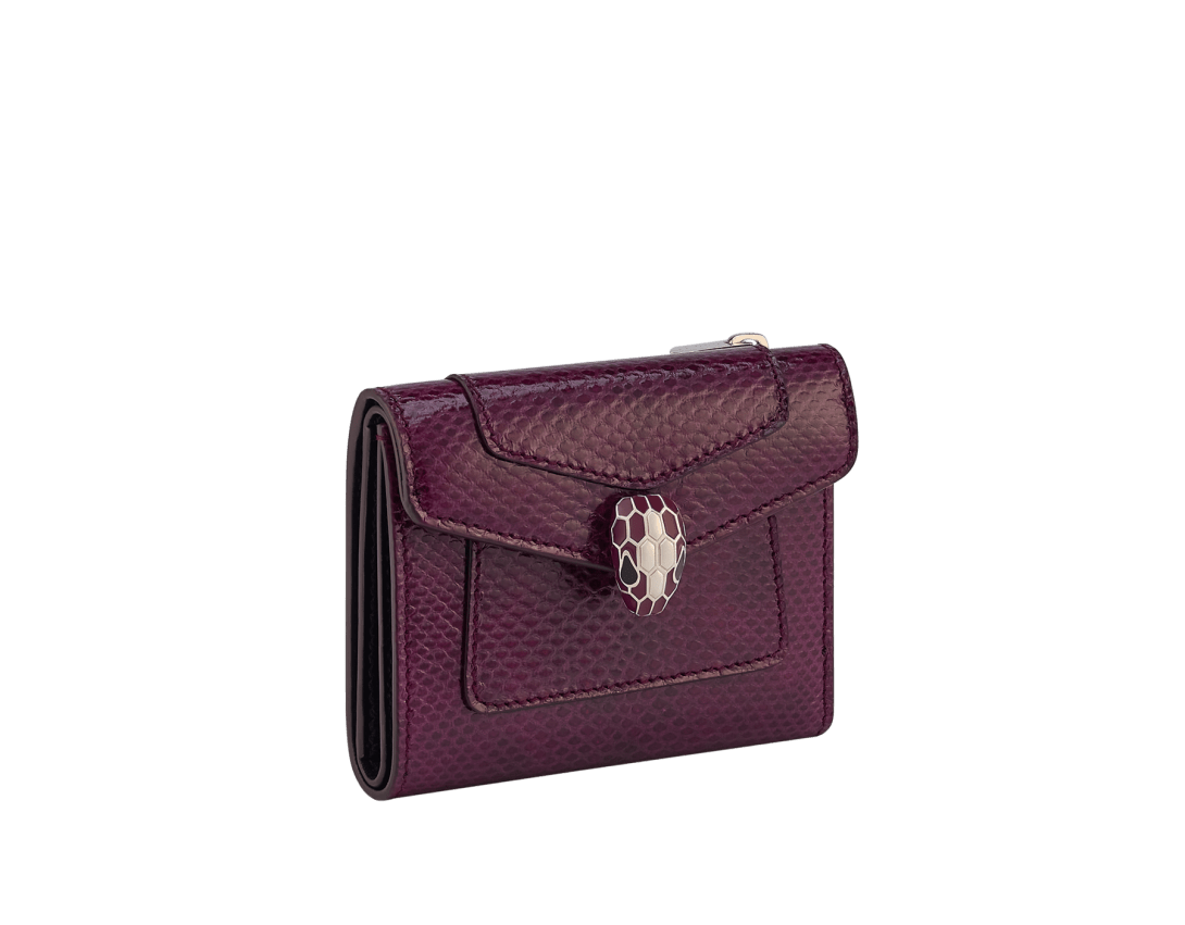 Purple Karung leather Serpenti Forever Trifold Wallet 294397