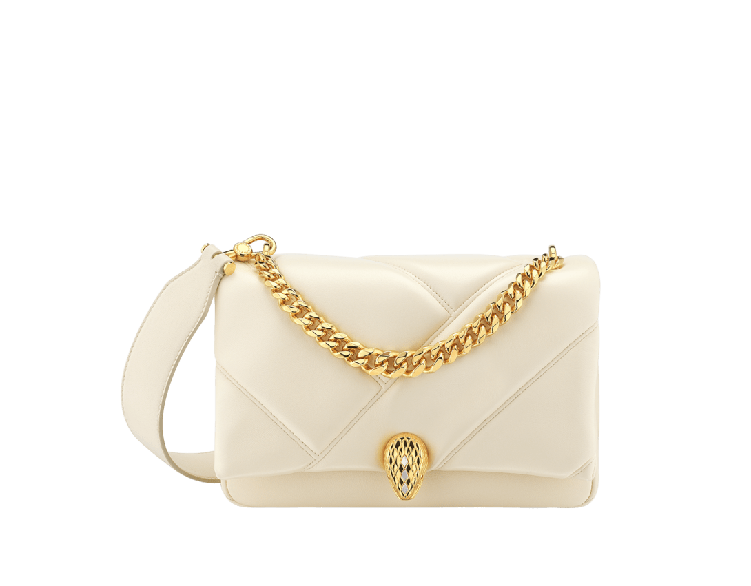 Ivory Calf leather Serpenti Cabochon Crossbody Bag 291089