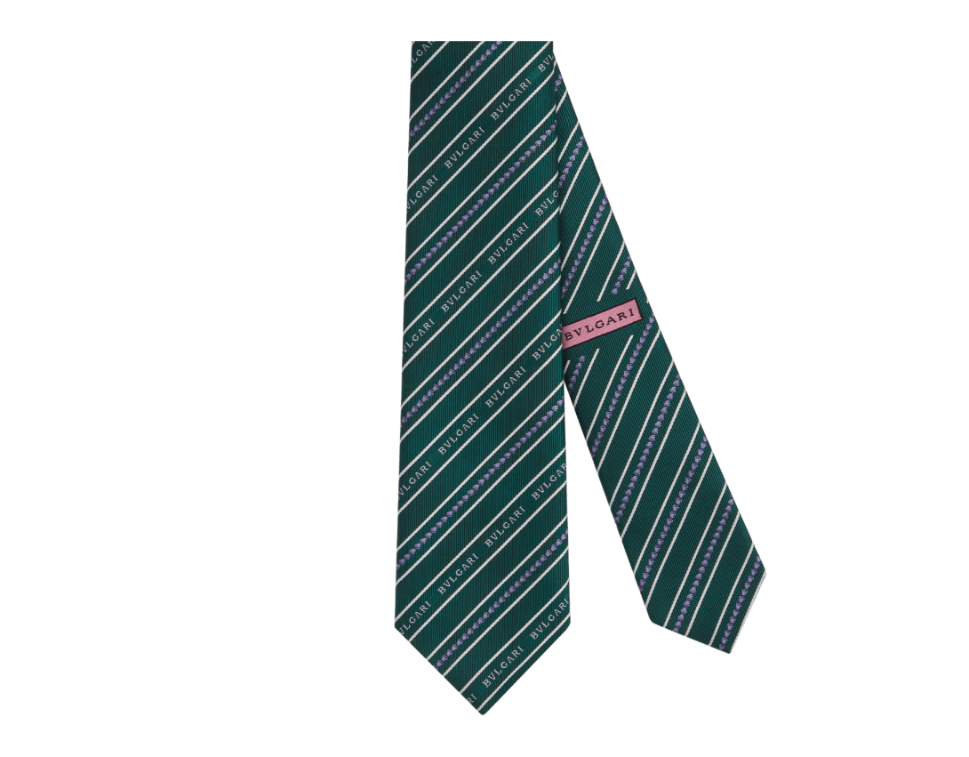 Pink Silk Logomania Seven Fold Tie 246180 | Bvlgari