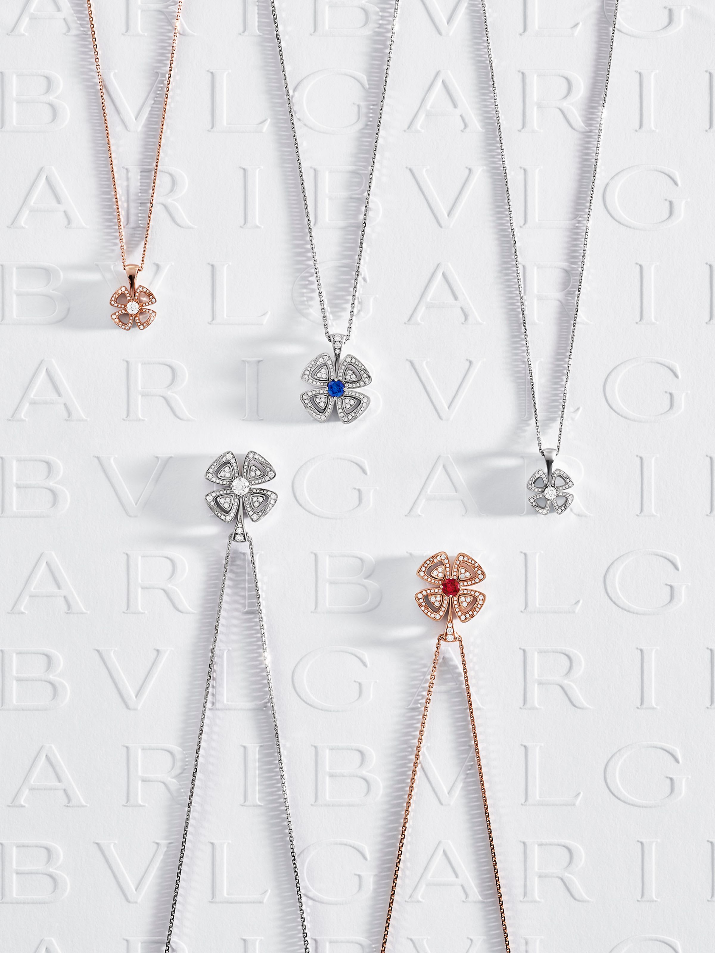 Fiorever necklaces on Bulgari background.