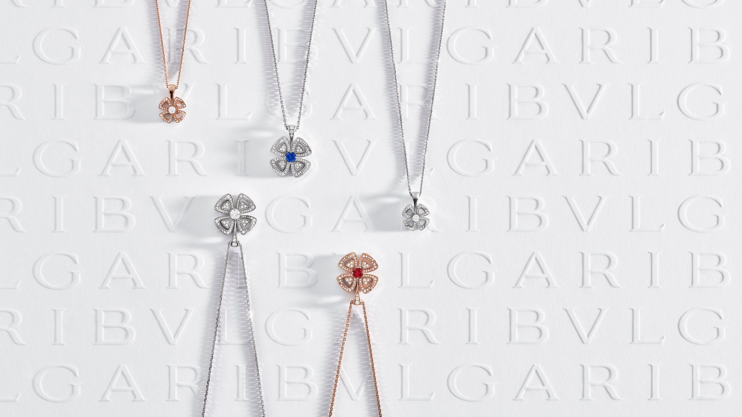 Fiorever necklaces on Bulgari background.