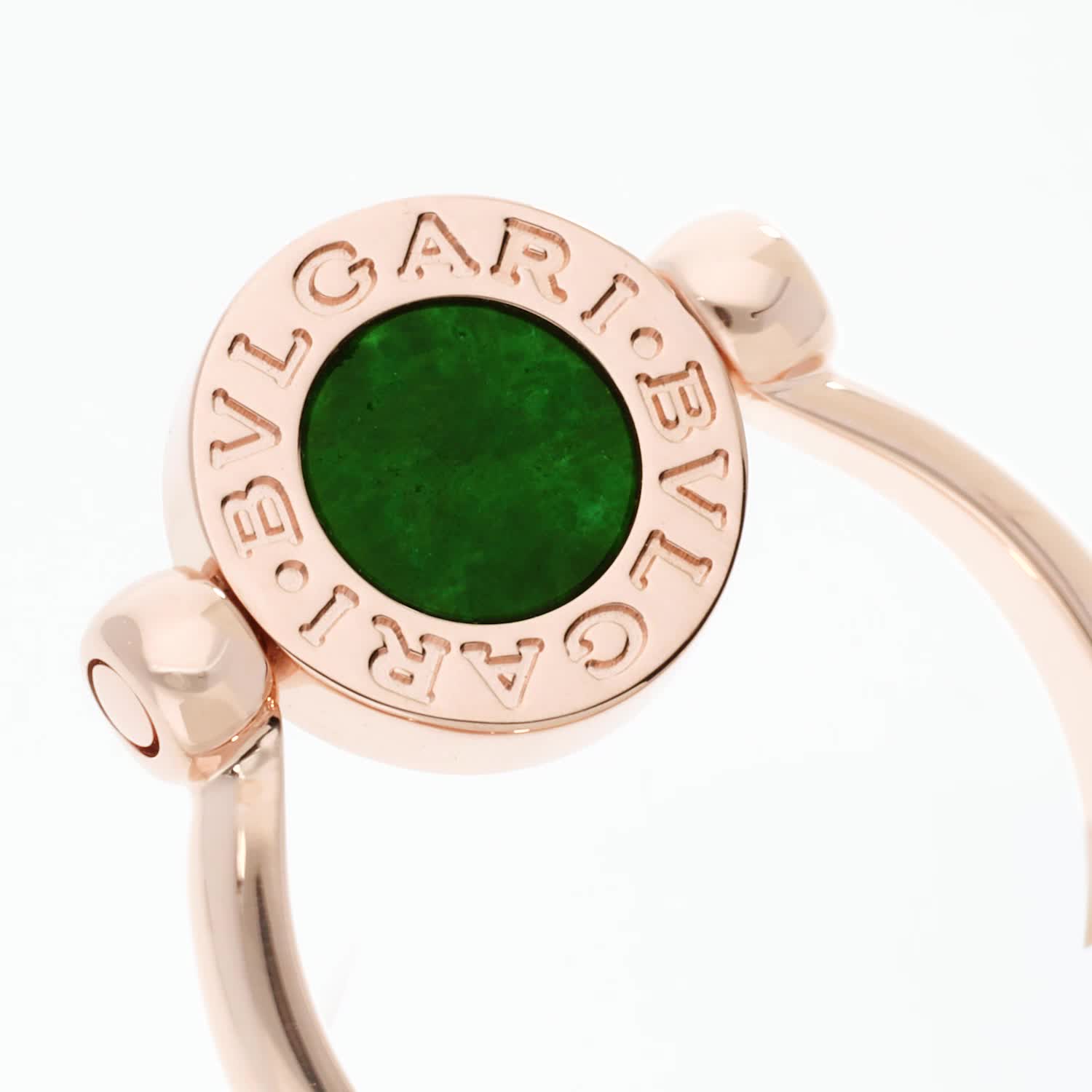 Rose gold Bvlgari Bvlgari Ring with 0.11 ct Diamonds, Jade | Bvlgari