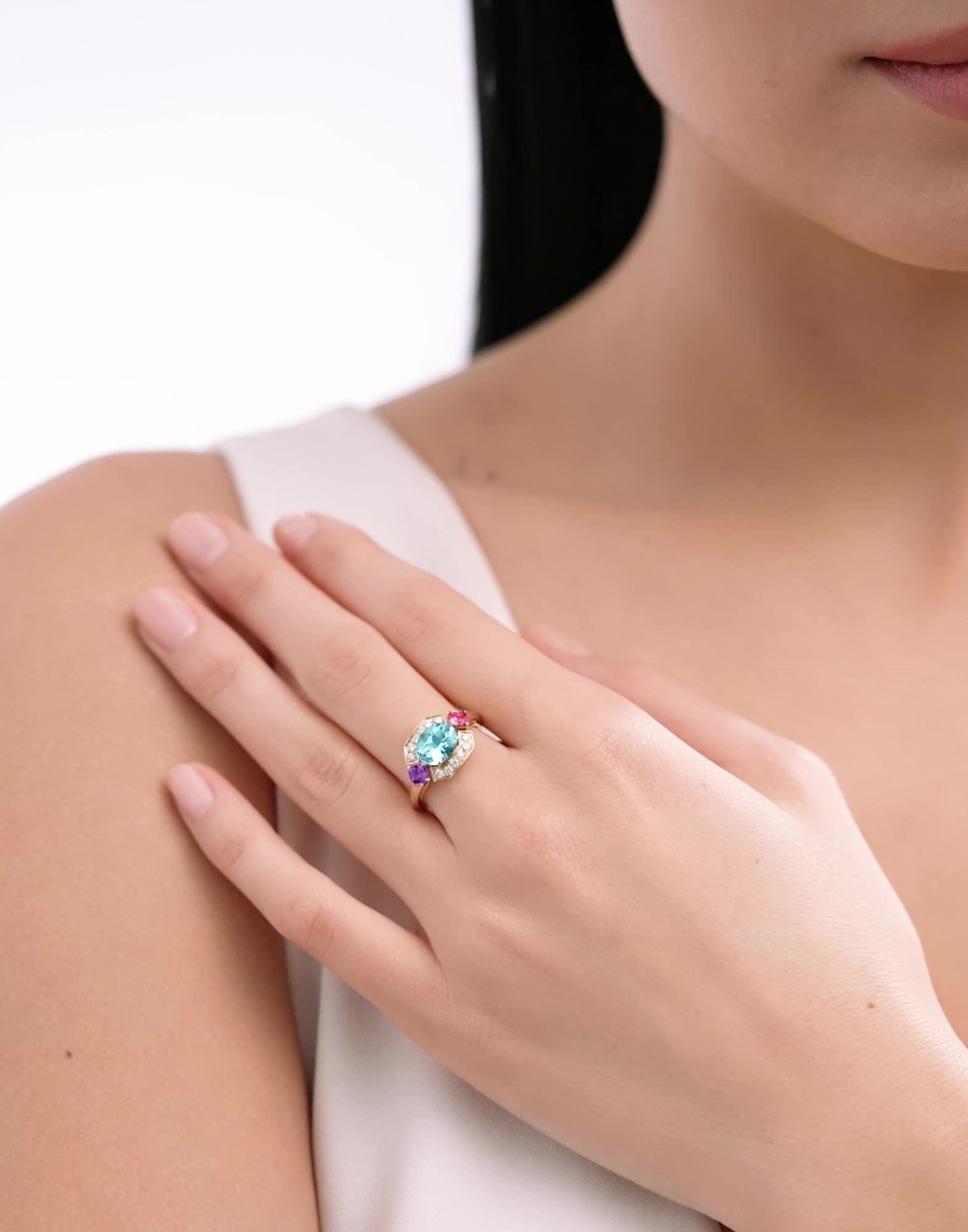 イエローゴールド アレーグラ リング に 0.2 カラット ダイヤモンド