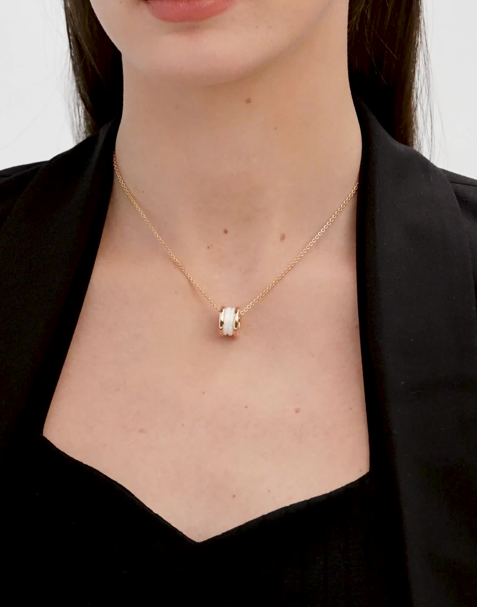 ピンクゴールド, セラミック ビー・ゼロワン ネックレス 346082 | ブルガリ