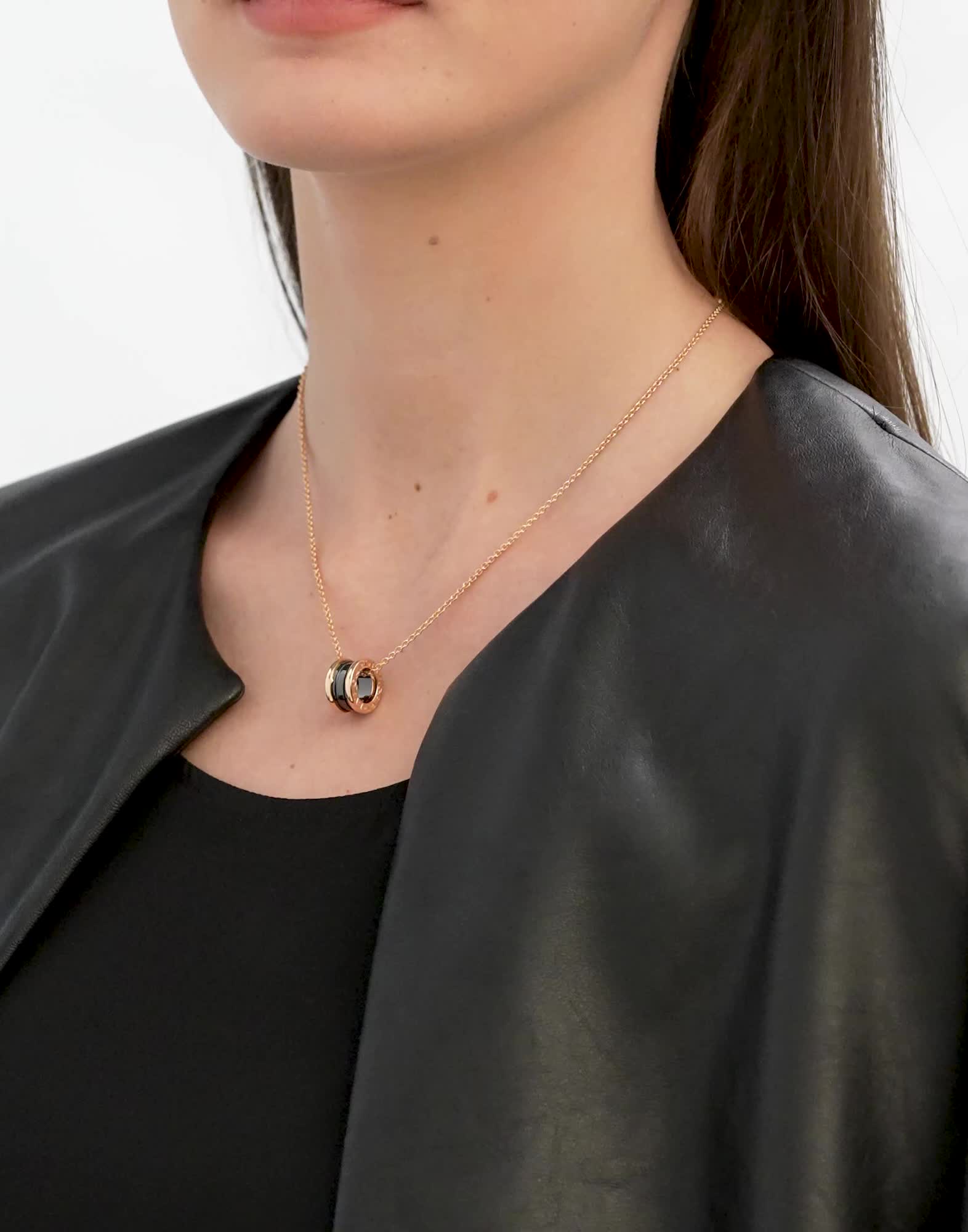Rose gold, Ceramic B.zero1 Necklace 346083 | Bvlgari