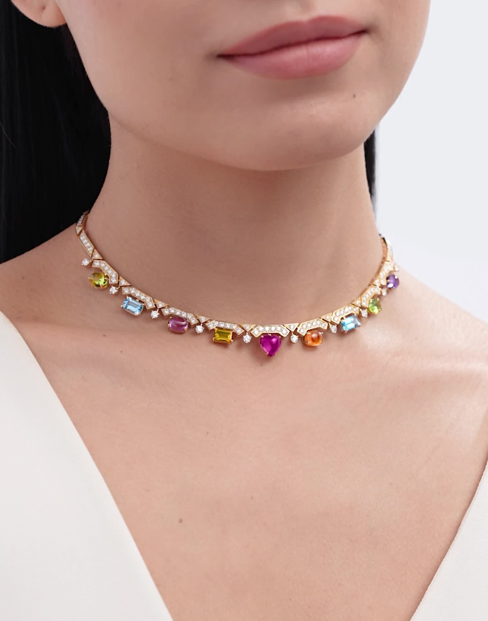 Yellow gold Allegra Necklace with 6.66 ct Colour Gemstones | Bvlgari